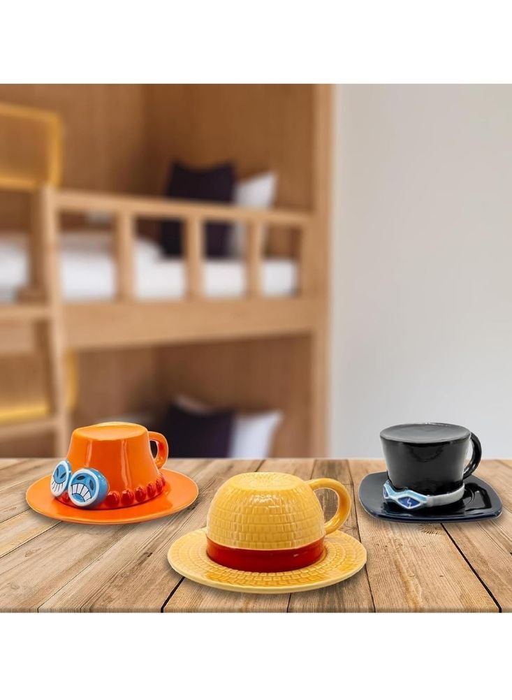 Premium Textured Ceramic Tea Cup & Saucer – Yellow & Red Vintage Style Coffee Set - Image 4